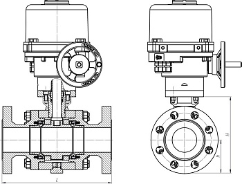 Кран шаровой фланцевый DN 125-400; PN 1,6-10,0 МПа С ЭЛЕКТРОПРИВОДОМ